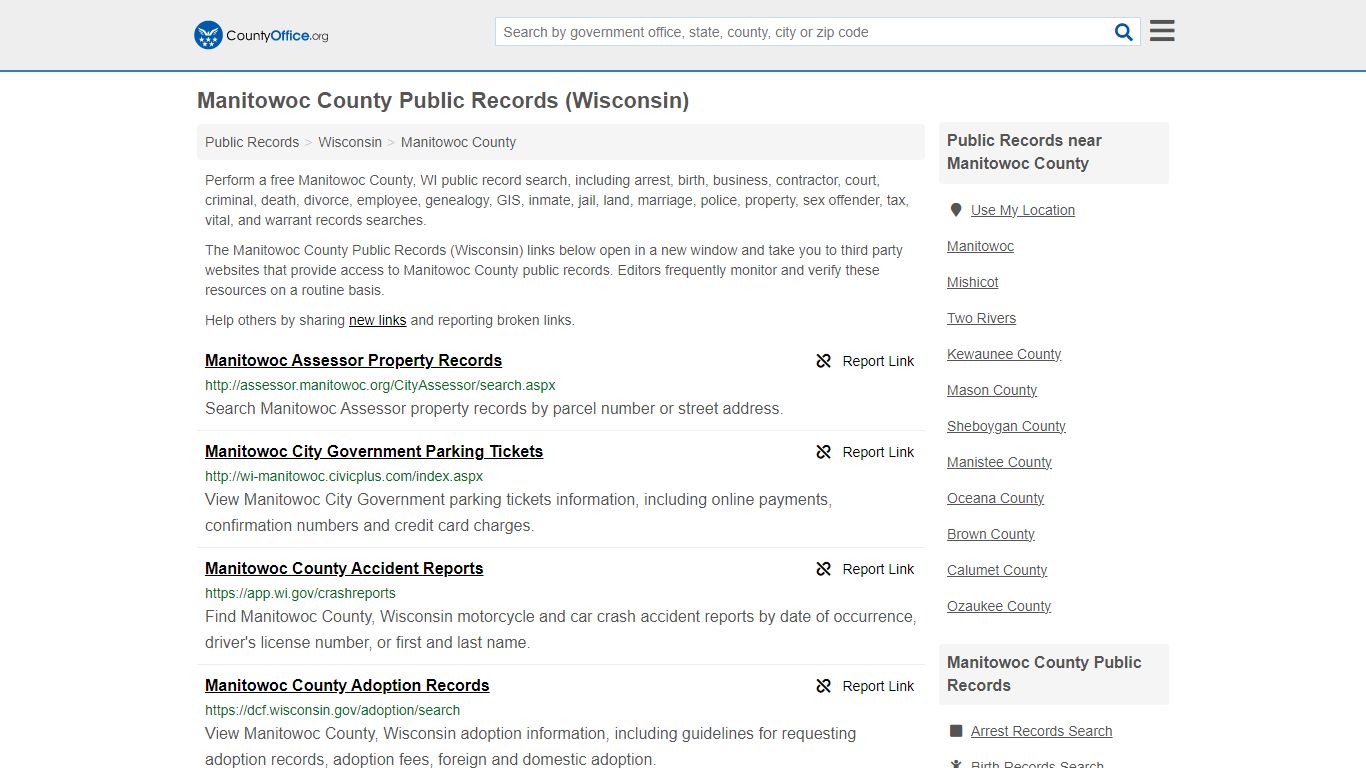 Public Records - Manitowoc County, WI (Business, Criminal, GIS ...