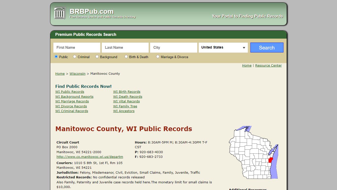 Manitowoc County Public Records | Search Wisconsin Government Databases